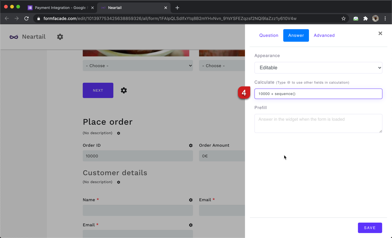 Step 4: Write the sequence formula in the Calculate option as shown below to generate an order number.