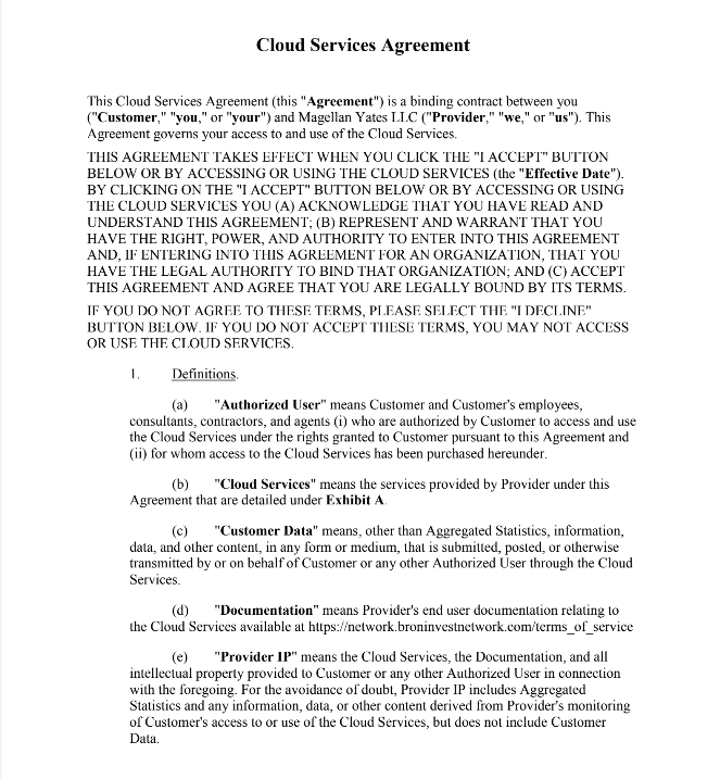 Download copy of Cloud Services Agreement