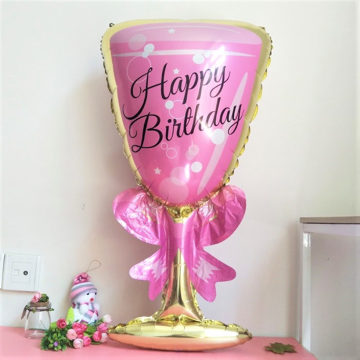 Pink HBD Glass Balloon