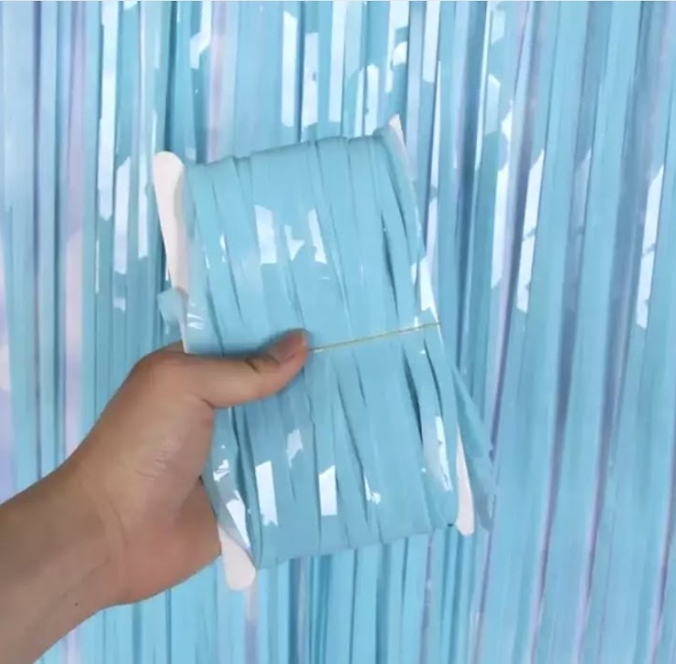 Pastel Blue Foil Curtains