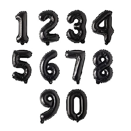 BLACK 16 INCHES Number Balloon