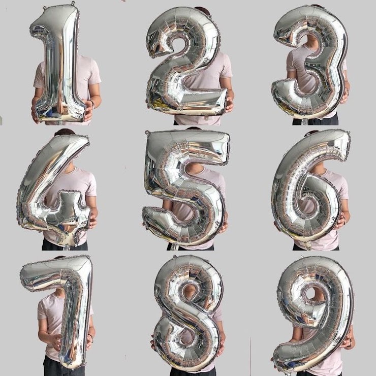 SILVER 32 INCHES Number Balloon