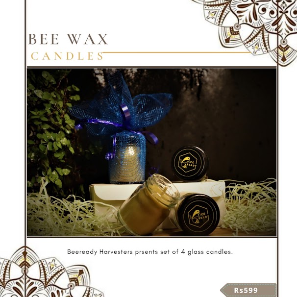 BeeWax Candles Combo ( 4 Bee wax glasses candle)