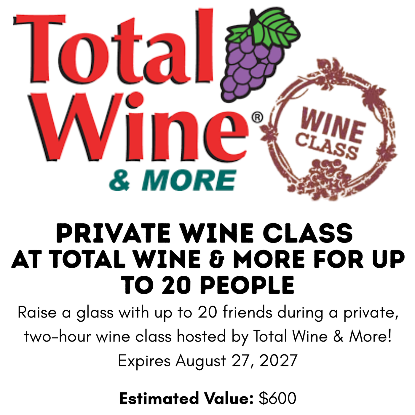 Private Wine Class for 20 at Total Wine & More