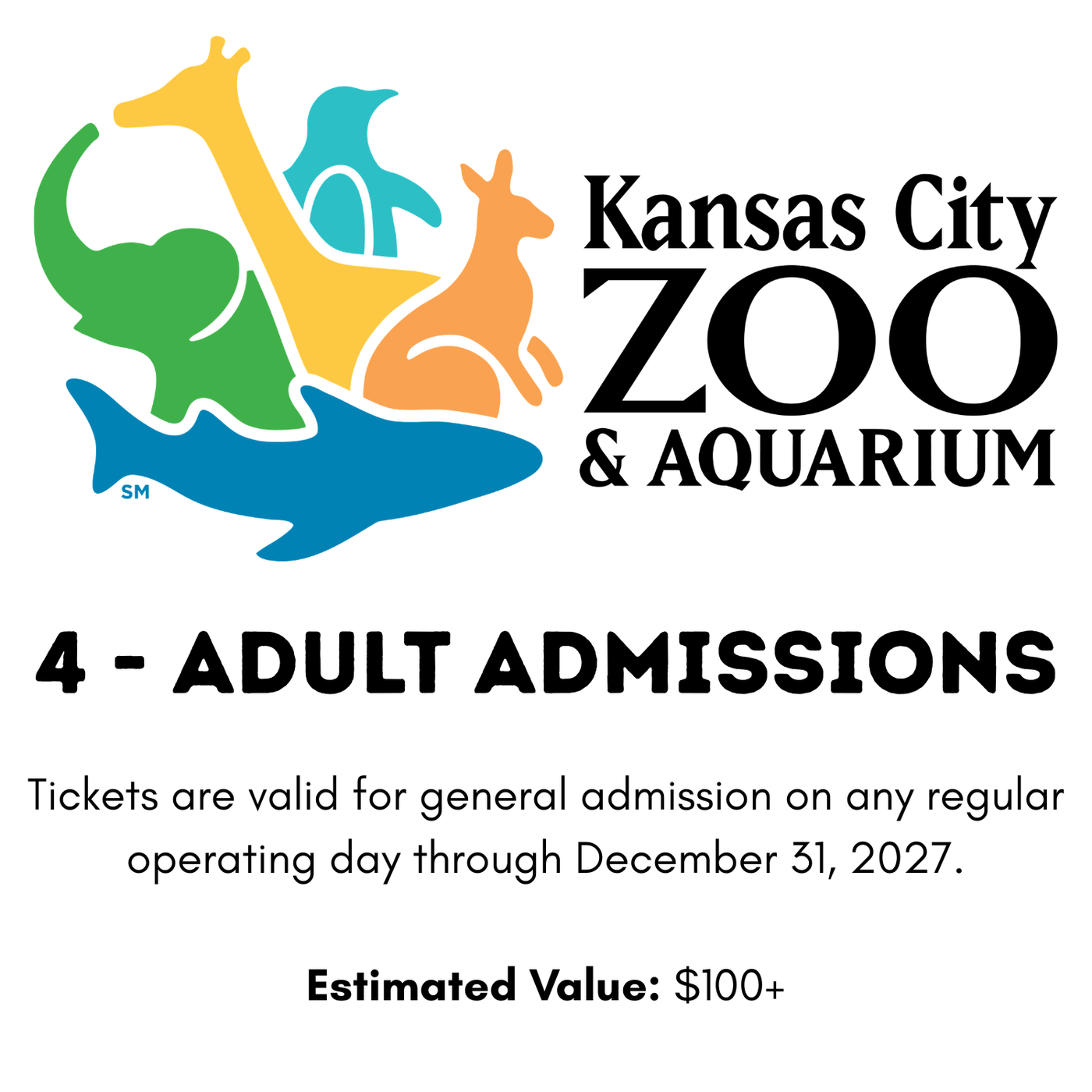 Kansas City Zoo & Aquarium – 4 Adult Tickets