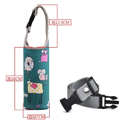 Water bottle Bag - Green Animals (L) $3.68