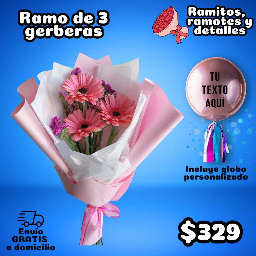 RAMO DE 3 GERBERAS