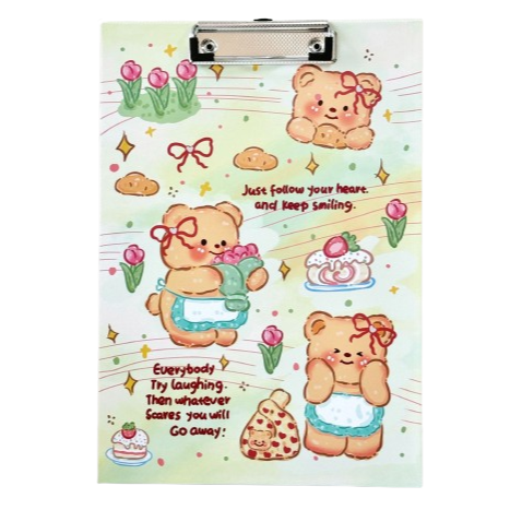 A4 clipboard - Bear & Tulips $2.00