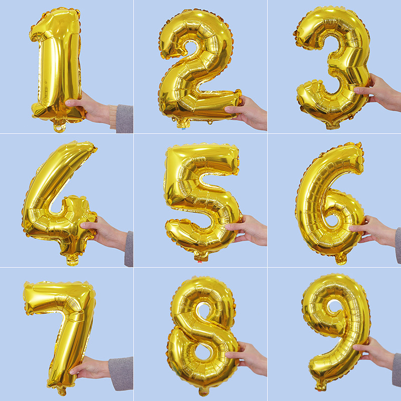 GOLD 16 INCHES Number Balloon