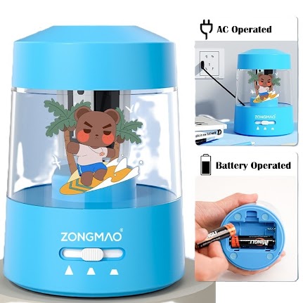 Dual powered electric sharpener - Clear Blue $9.80