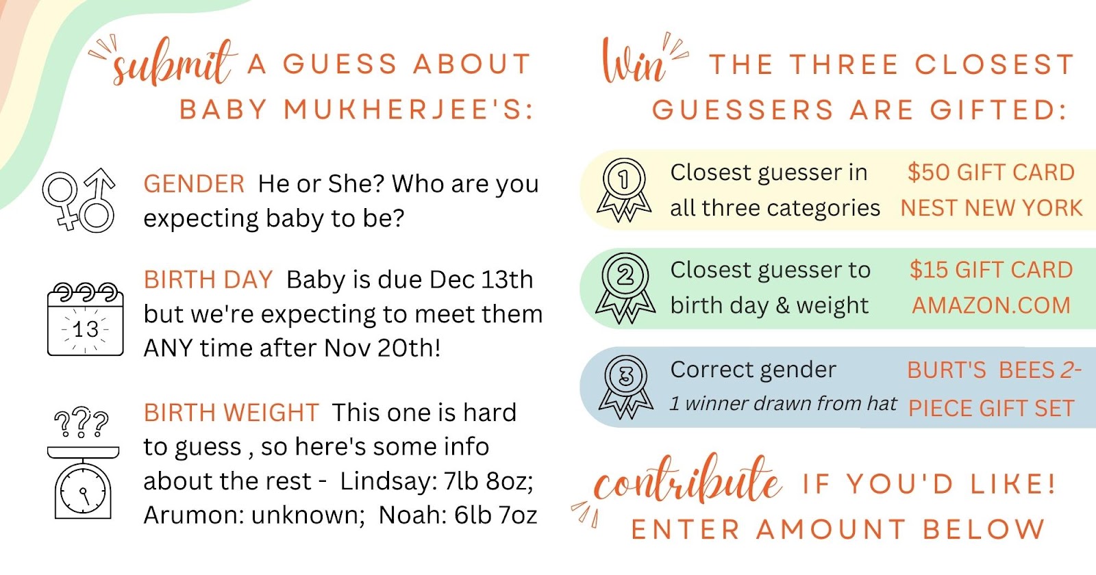 Submit your guess before November 29 (or before Baby arrives)