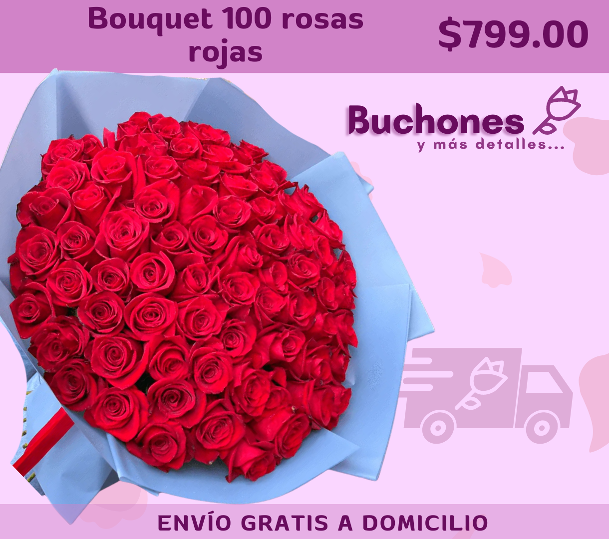 Bouquet 100 rosas rojas (10% OFF)