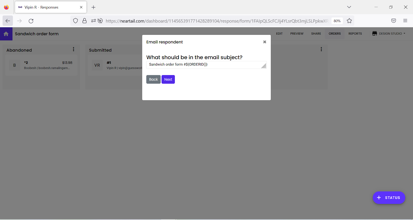 Step 5: Update the subject and click Next