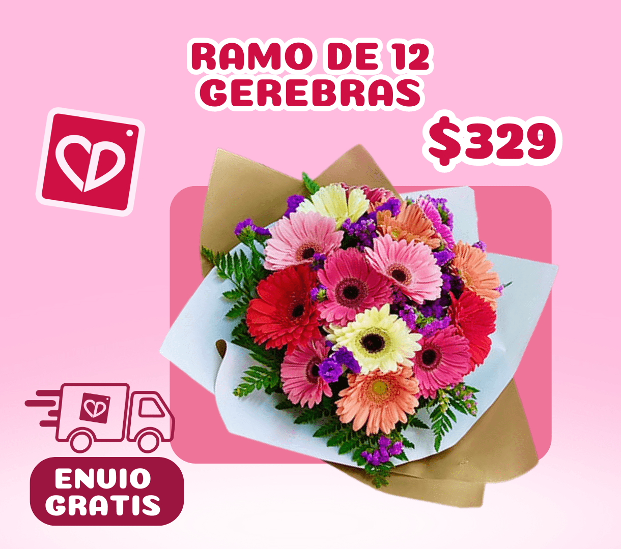 RAMO DE 12 GERBERAS