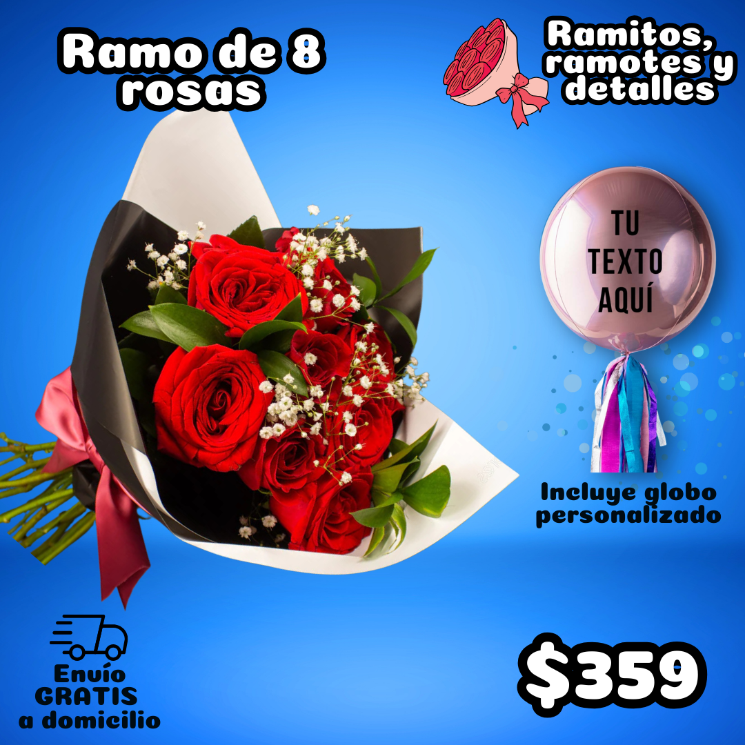 RAMO DE 8 ROSAS