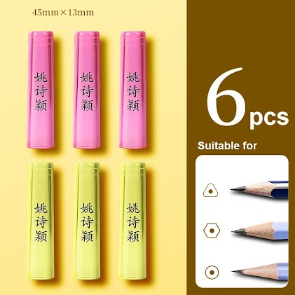 Pencil Covers (Set of 6) - Pink/Yellow $2.98