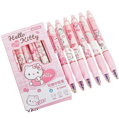 Erasable blue pens (box of 6) - Kitty $3.00