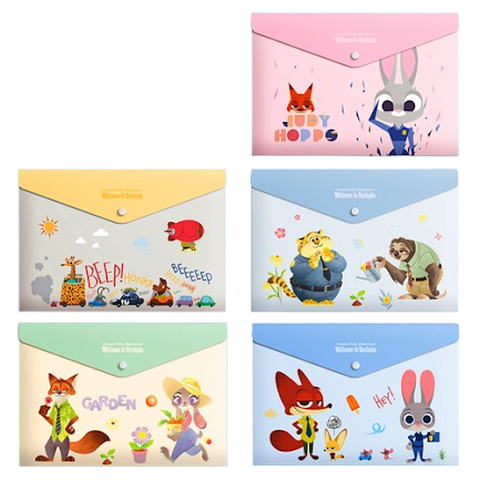 Button folders (Set of 5) - Zootopia light colours $4.99