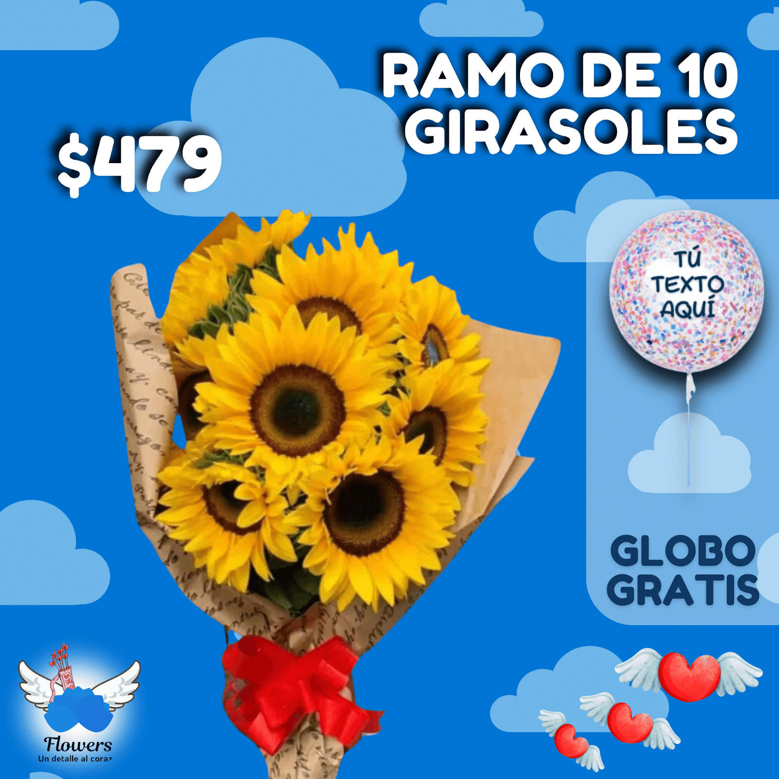 RAMO DE 10 GIRASOLES