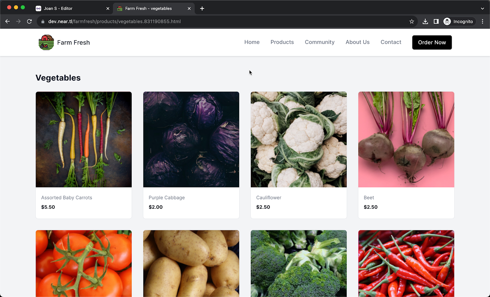 If you have created a multiple page form with products organized by category, Products page will display the list of categories. Users can click on a category to view the products in that category (show below).
