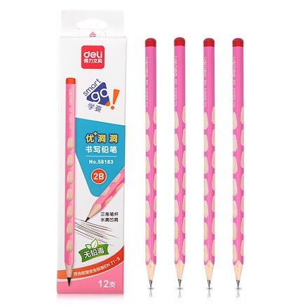 Triangular grooves pink 2B pencils (58183-2B, box of 12) $3.88