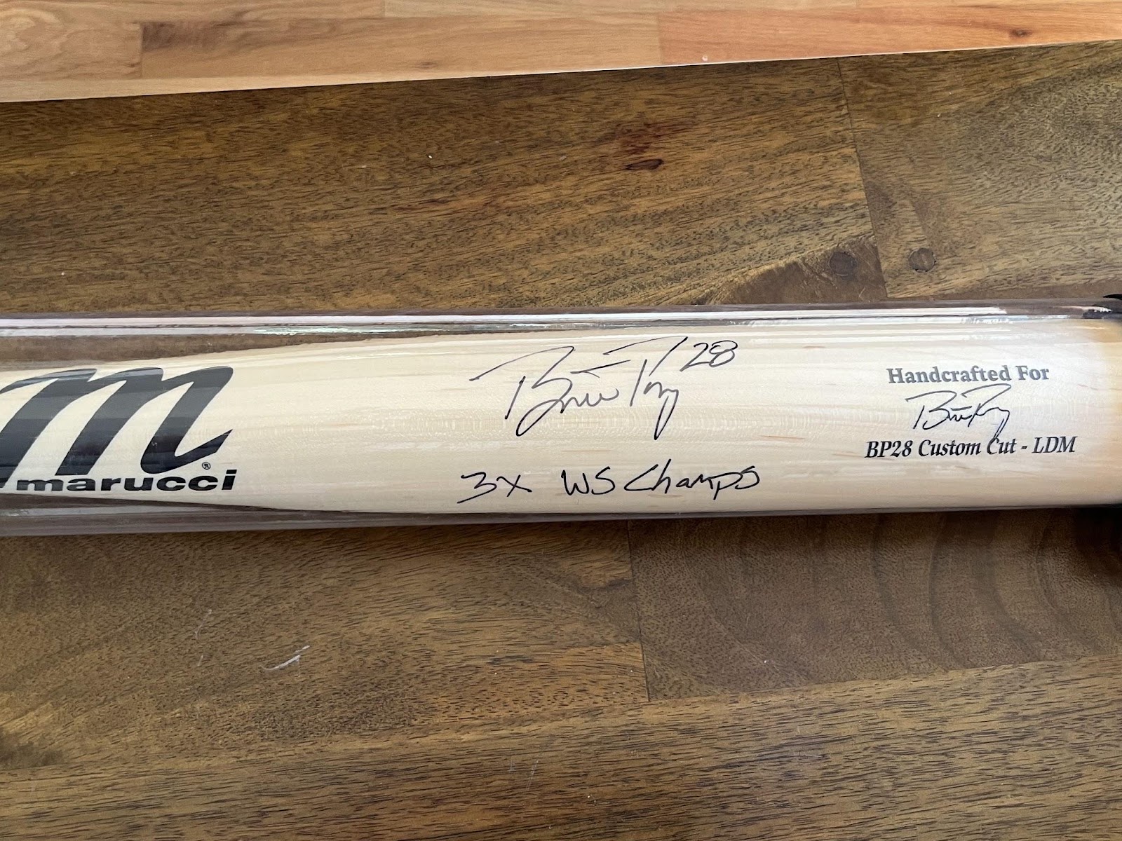 Buster Posey - signed bat with World Series inscription, with case