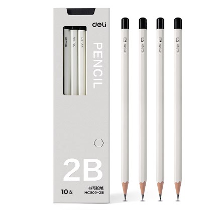 Hexagonal white 2B pencils (HC809-2B, box of 10) $3.98