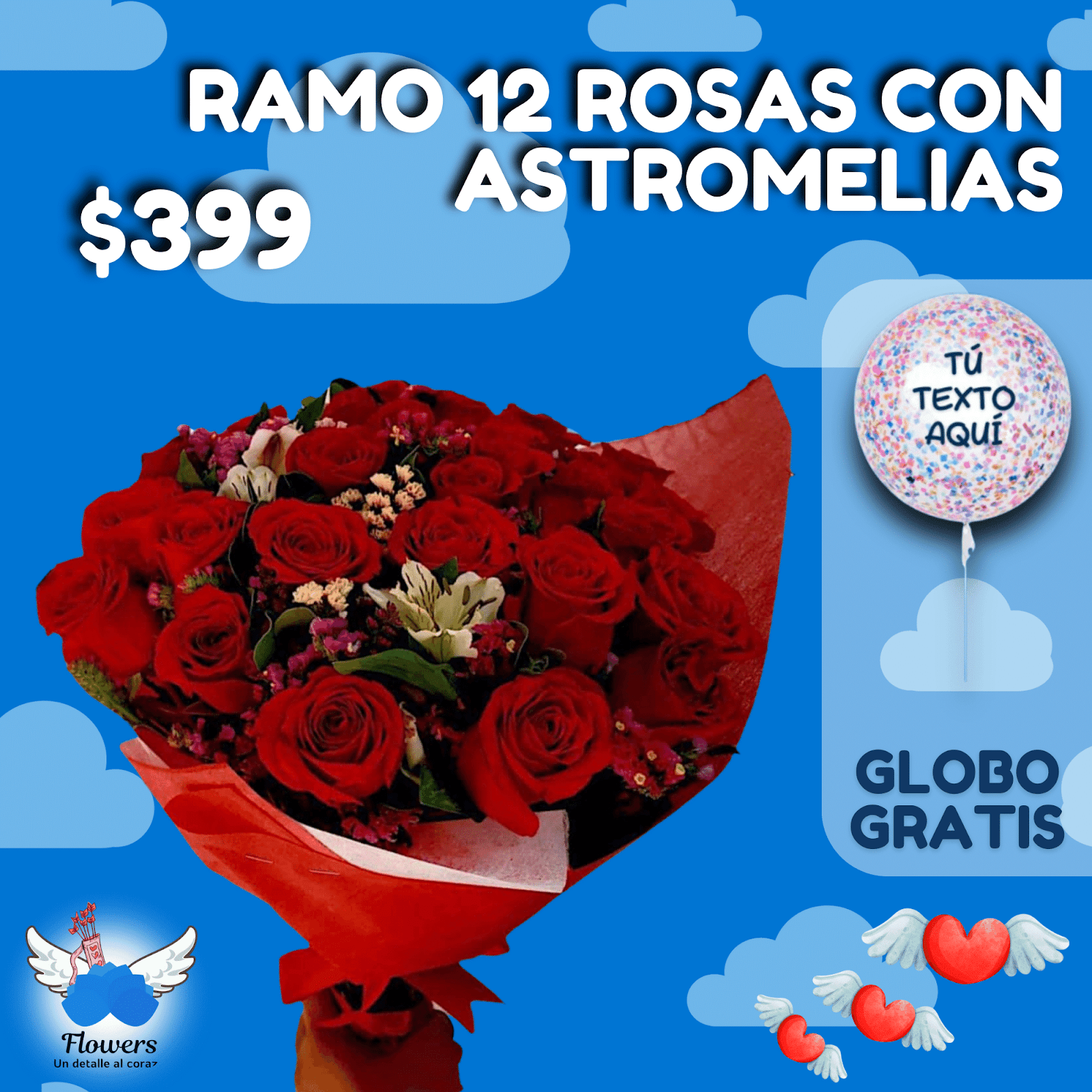 RAMO DE 12 ROSAS Y ASTROMELIAS