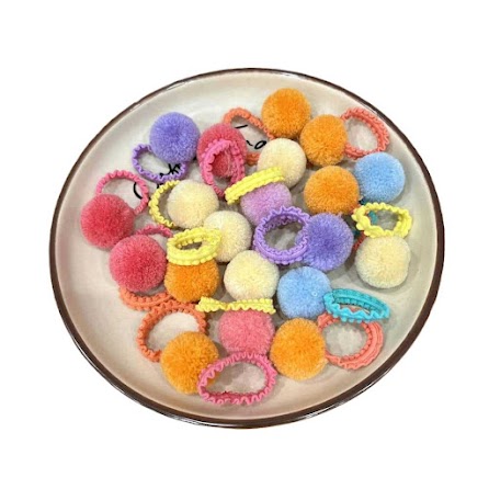 Fur ball hair ties (pack of 18-20) - Mixed Purple $1.88