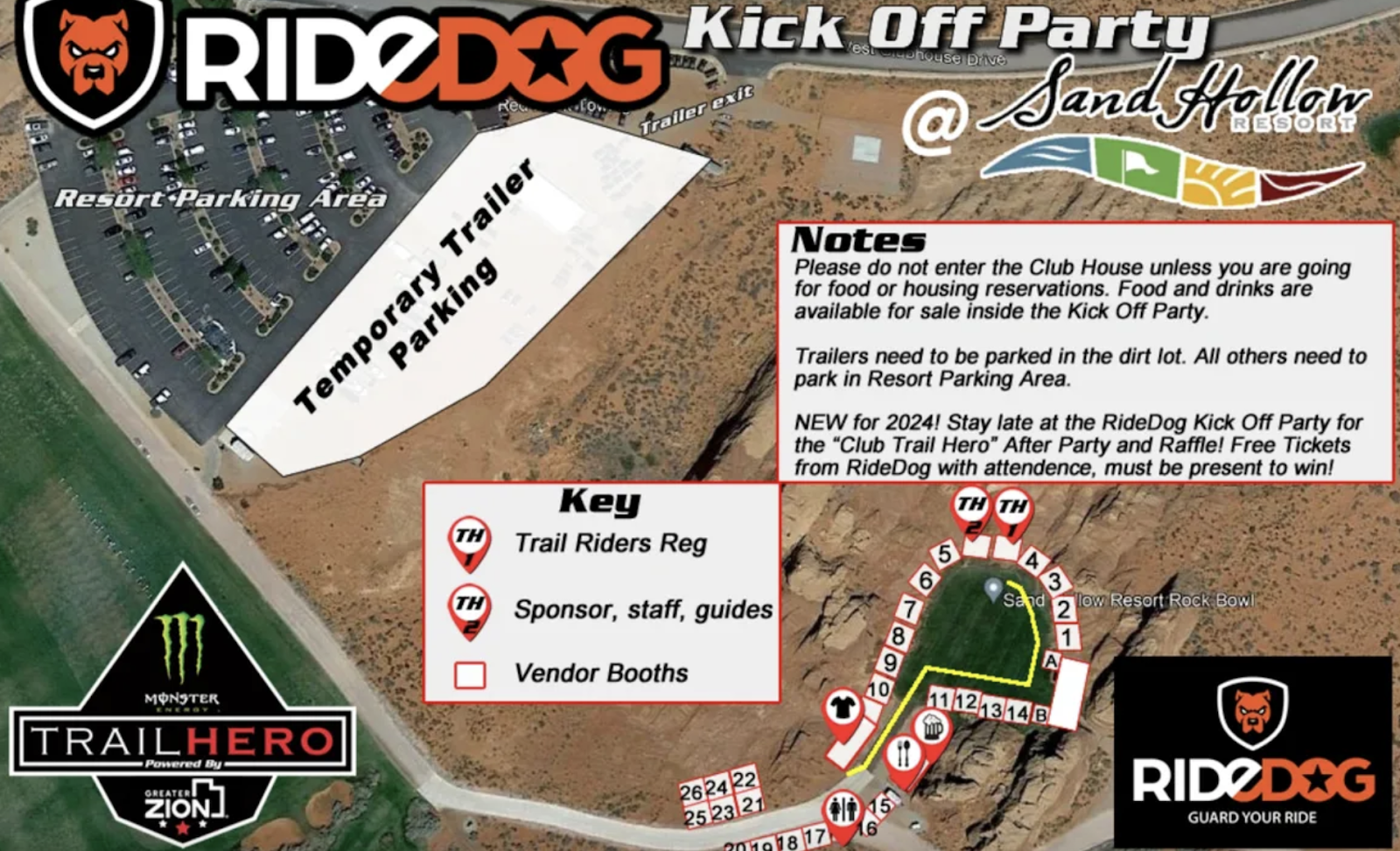 EARN FIVE DRAWING ENTRIES FOR ATTENDING THE RIDE DOG KICK OFF PARTY AT THE SAND HOLLOW ROCK BOWL
MONDAY, SEPT 30TH 5:00-9:00PM (Open to the Public)