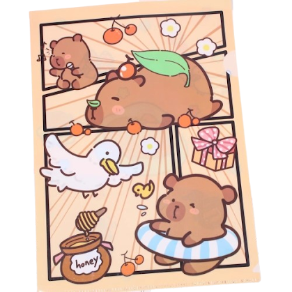 A4 L-shape folder - Comic Capybara $1.20