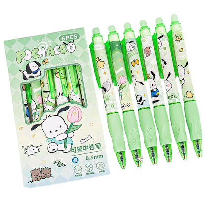 Erasable blue pens (box of 6) - Pochacco $3.00