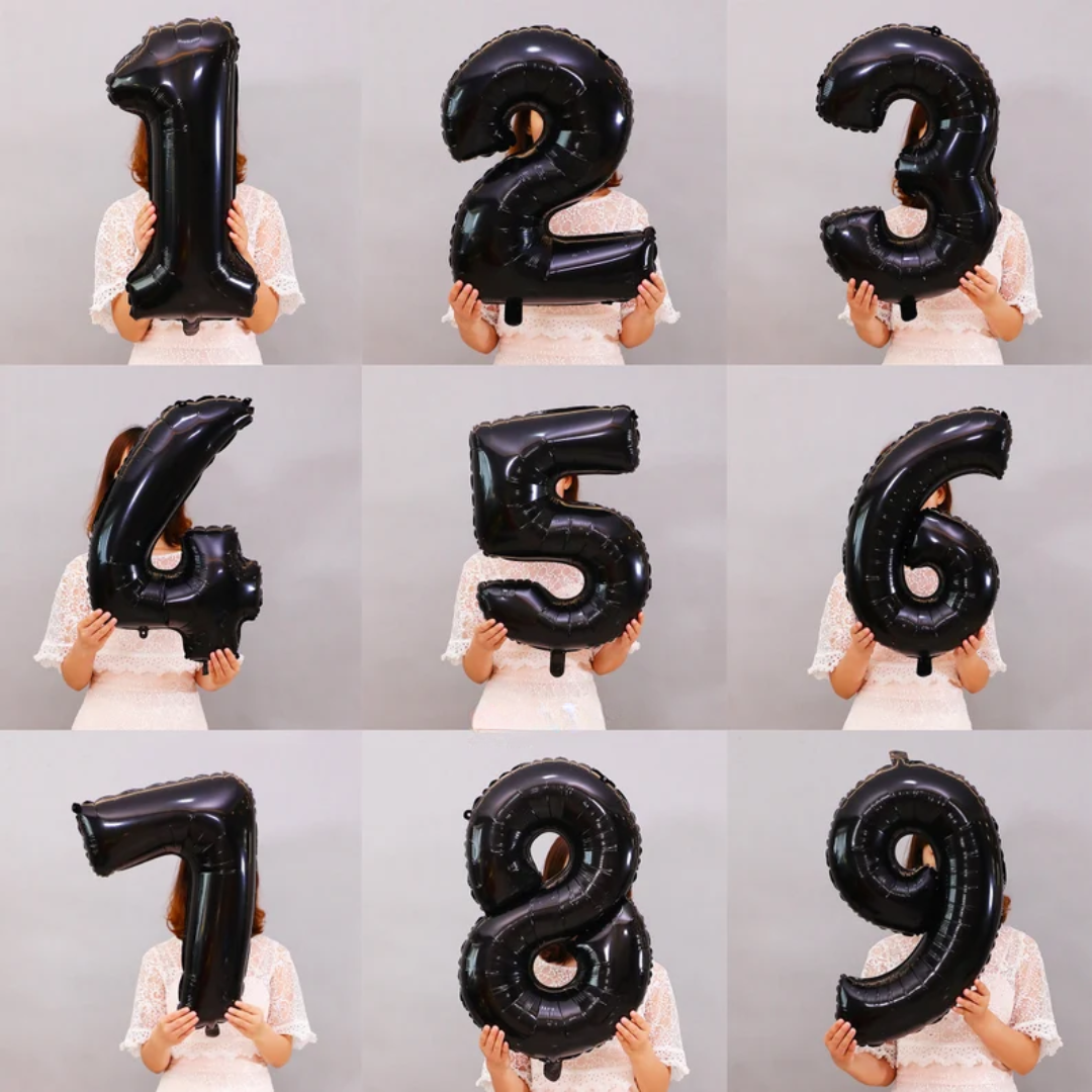 BLACK 32 INCHES Number Balloon