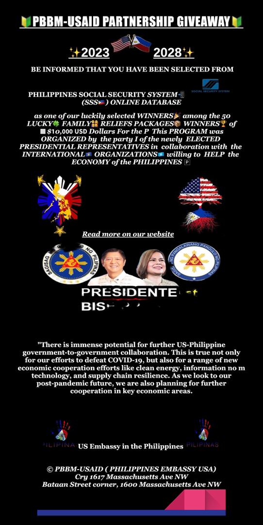 2023 first BATCH GRANT FUNDS GIVEAWAYS PROGRAM ALREADY IN PROGRESS.
🇪🇺🇵🇭💯🇪🇺❤️CONGRATULATIONS 🎊 SA MGA KANDIDATO NG HULING TAON NA MATAGUMPAY NA NA-REDEEM ANG KANILANG GRANT FUNDS 👏. AT MARAMING SALAMAT SA PRESIDENTE NG PILIPINAS SA PAG-UNA NG KANYANG BANSA BAGO SA SARILI. SA KANYANG PARTNERSHIP TAYONG MGA INTERNATIONAL ORGANIZATIONS AY PATULOY NA Aabot sa abot ng ating makakaya UPANG MATAAS ANG EKONOMIYA NG PILIPINAS 🇵🇭