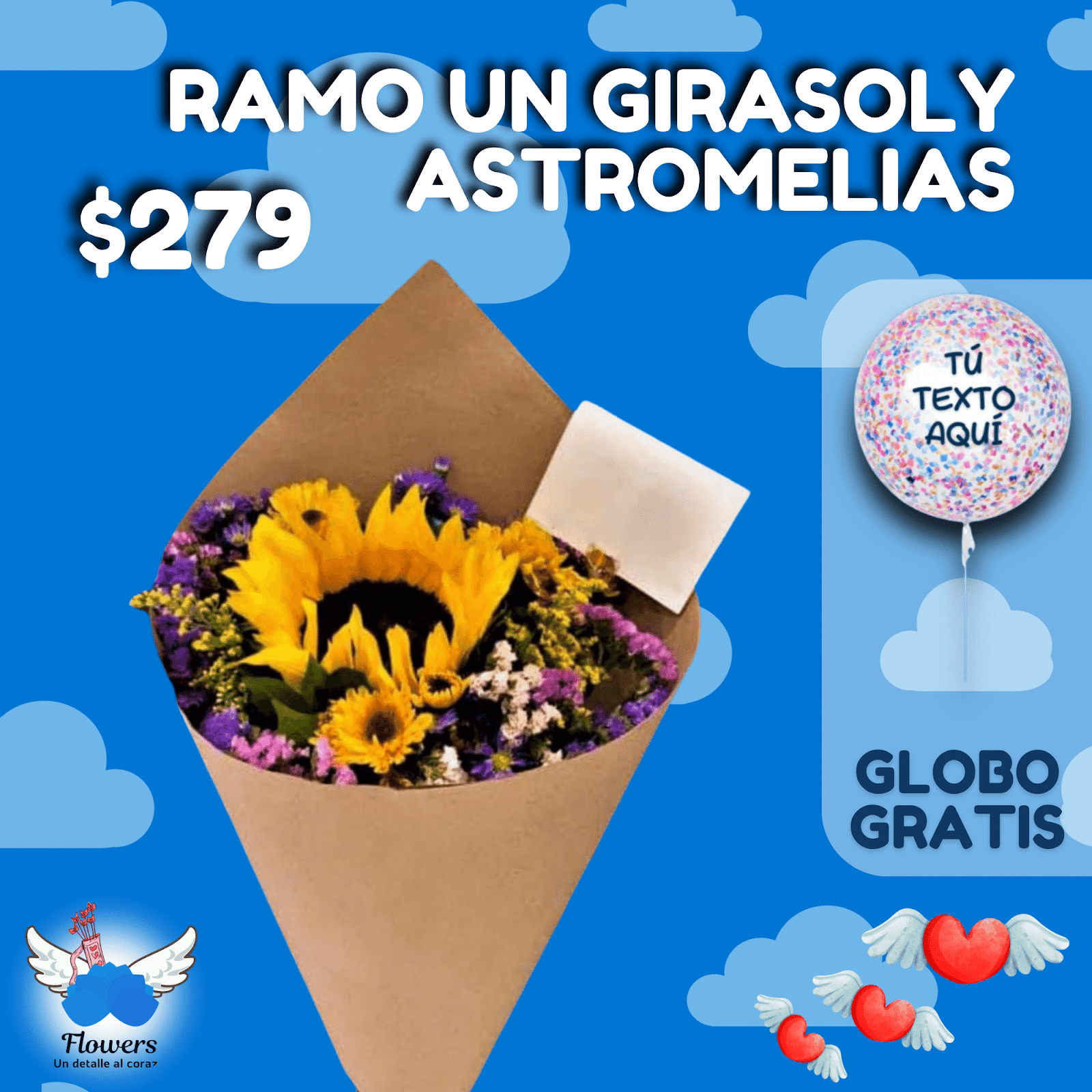 RAMO DE UN GIRASOL Y ASTROMELIAS