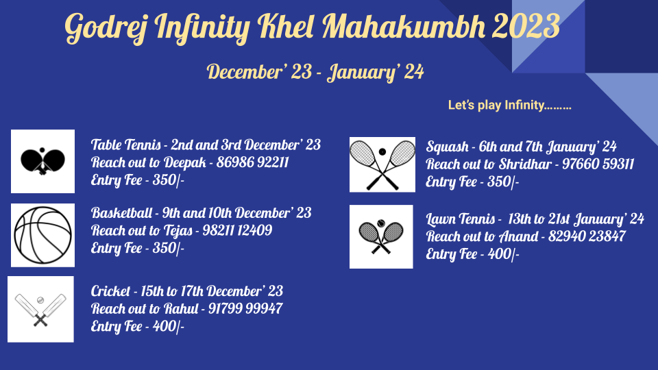 Godrej Infinity Khel Mahakumbh 2023-24 (Dec' 23 - Jan' 24)