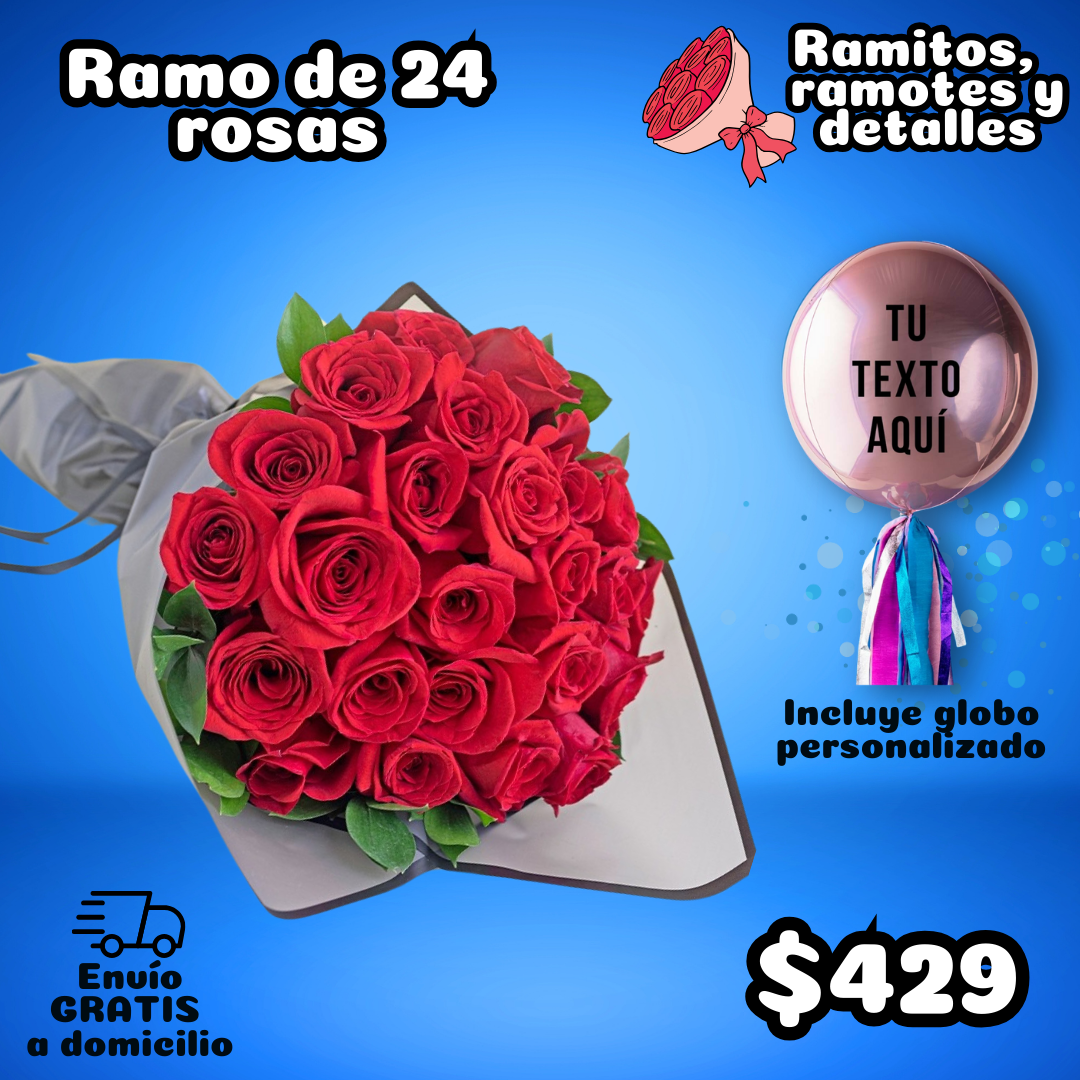 RAMO DE 24 ROSAS