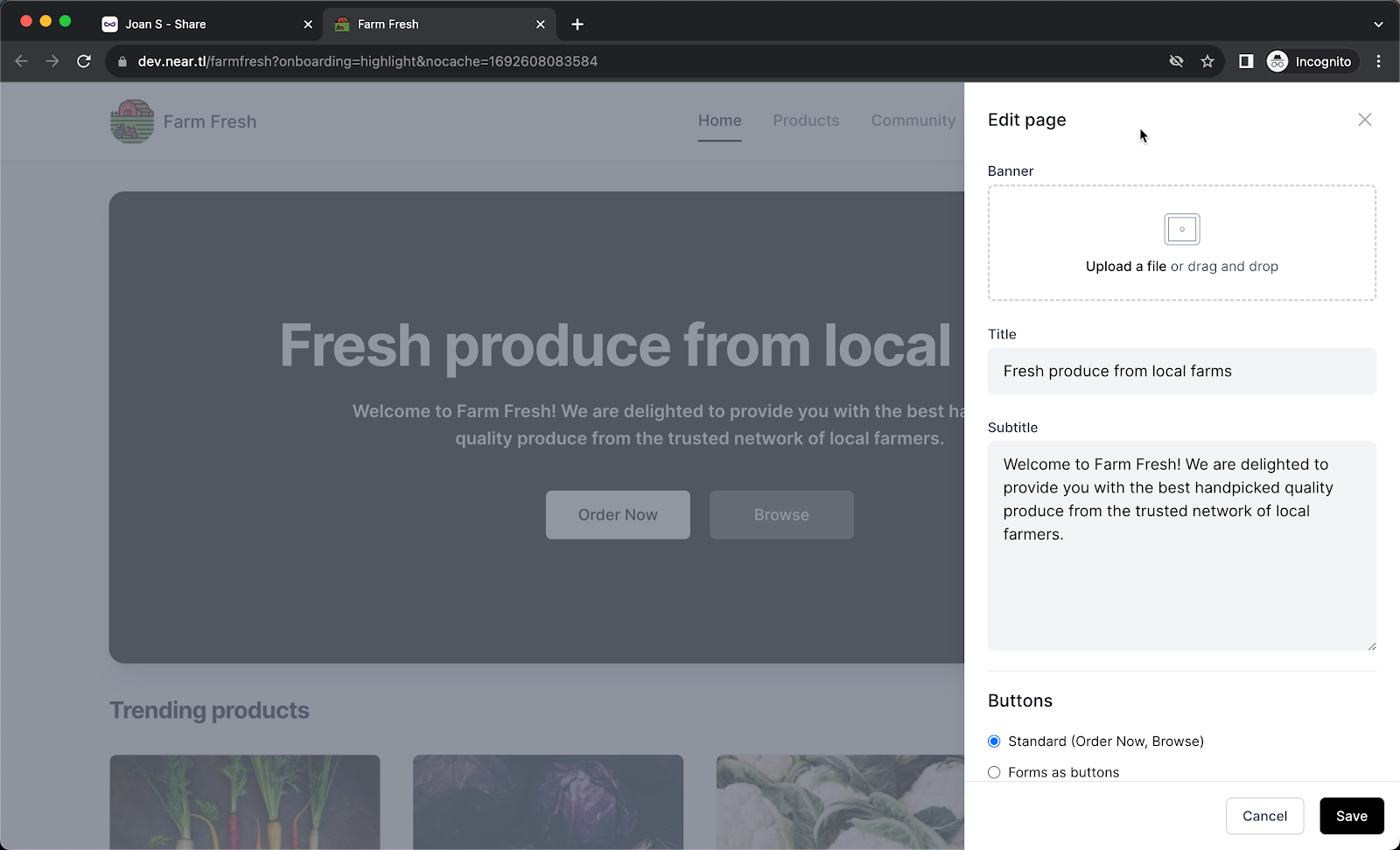 Step 5: You can upload a banner image, add a title, description and click Save.