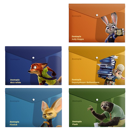 Button folders (Set of 5) - Zootopia dark colours $4.99