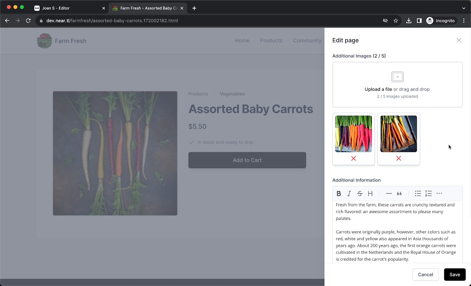 Step 8: In the Product settings page, add detailed product descriptions, upload multiple product images and click Save.