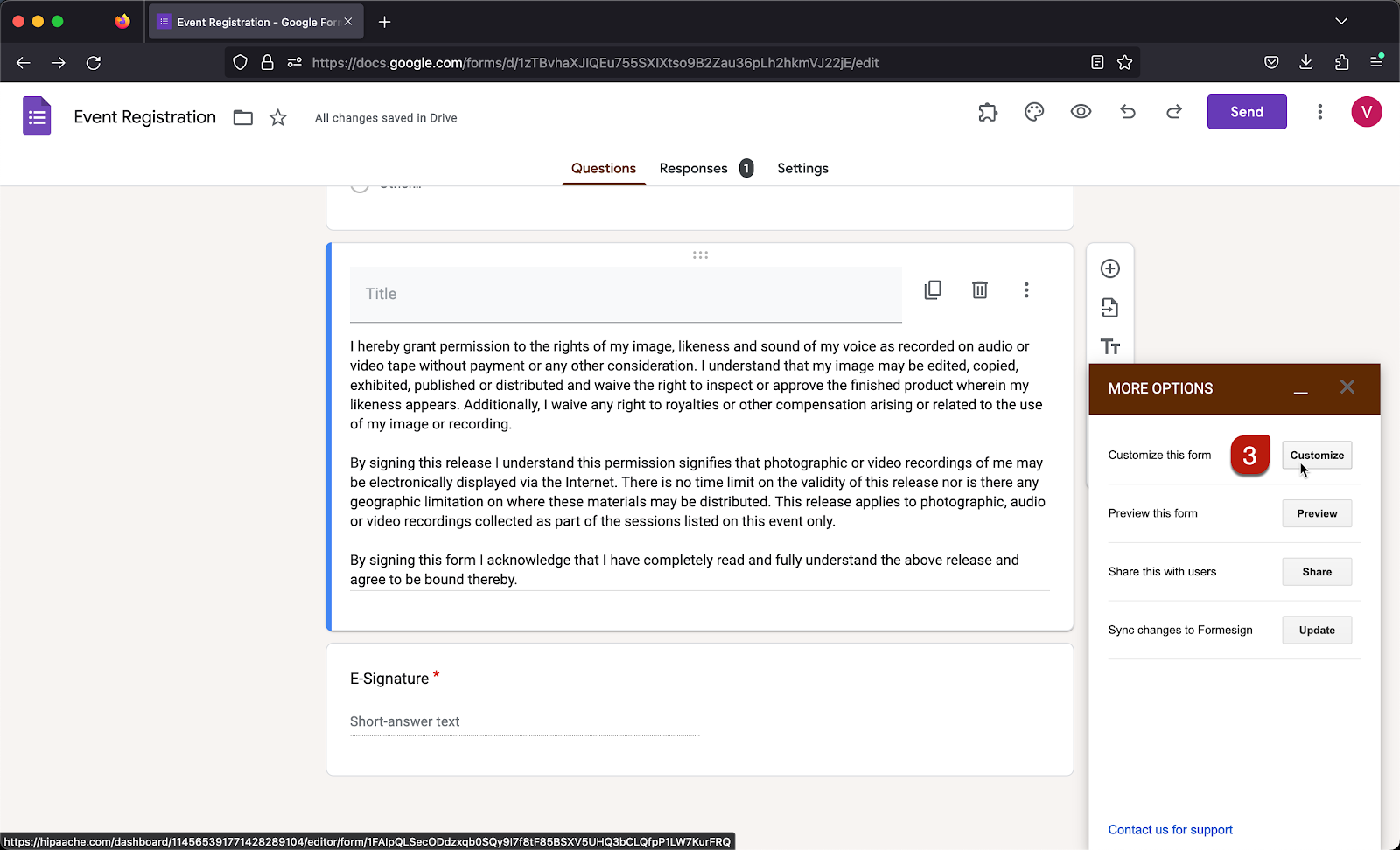 Step 3: Sidebar widget will be displayed > click Customize