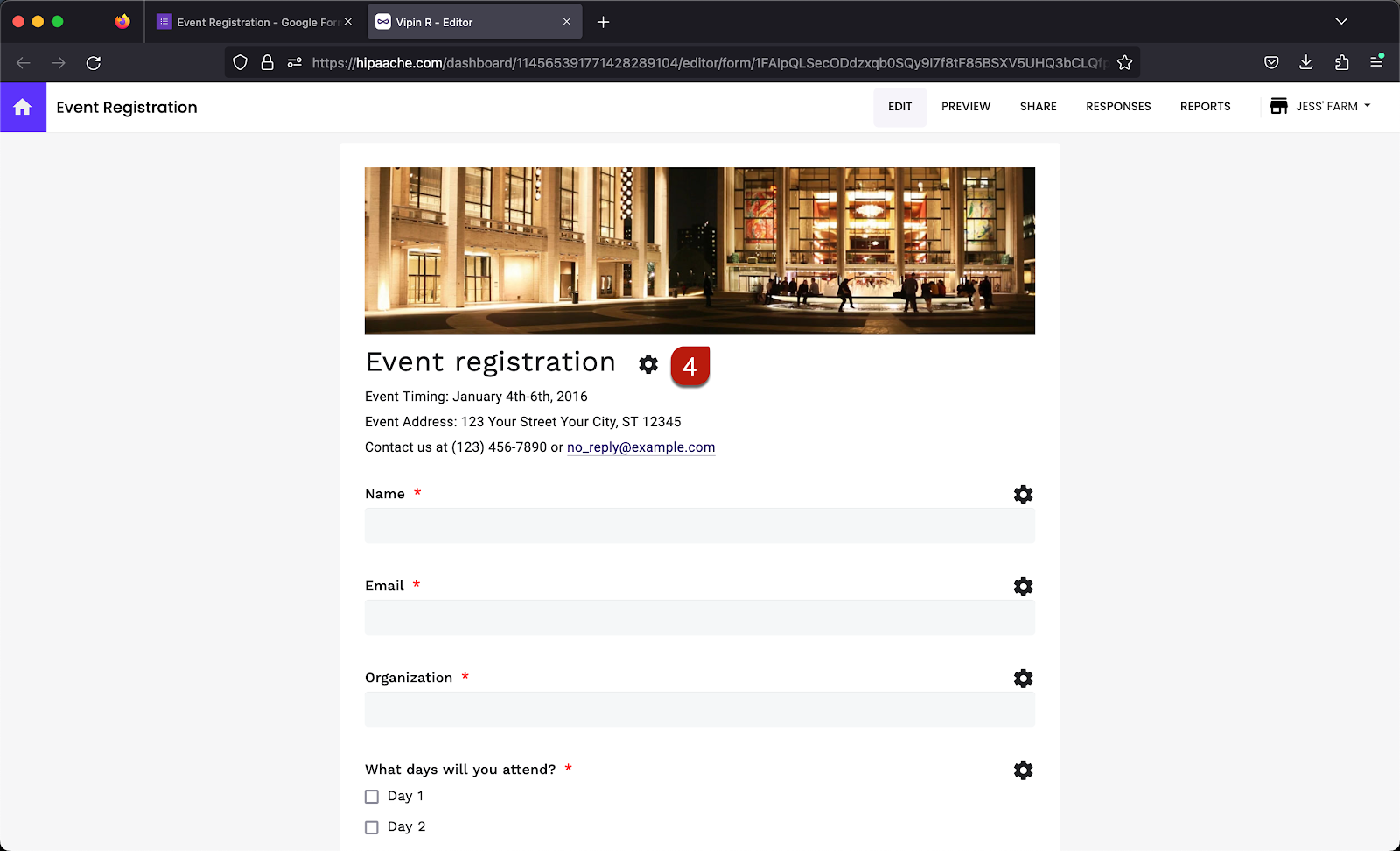 Step 4: Edit page will open in a new tab > click on the gear icon next to the form title