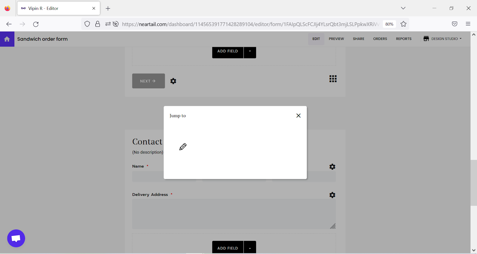 Step 3: Quick navigation settings page will be displayed > click on the edit icon