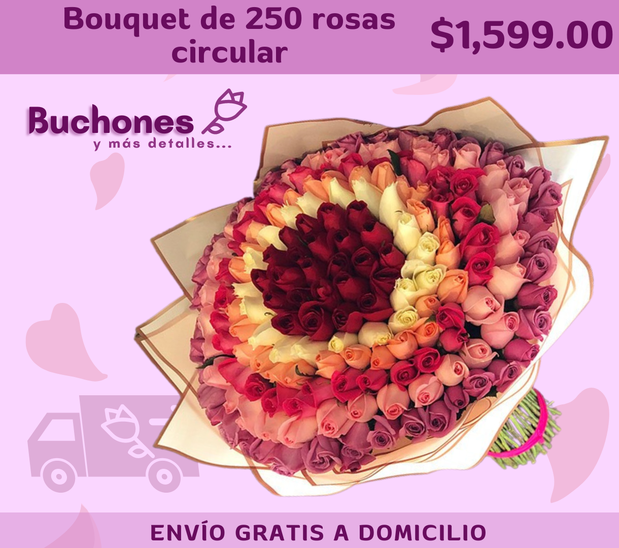 Bouquet de 250 rosas circular