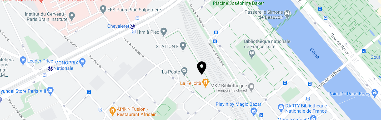 Your order will be ready 15 mins before the scheduled pick up. You can collect your order at the address below: 5 Rue Eugène Freyssinet, 75013 Paris.
