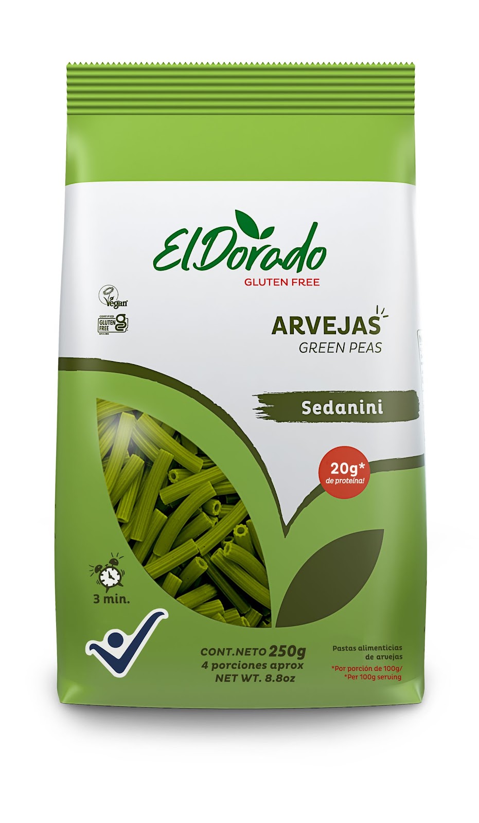 Pasta de Arverjas Sedanini 250g (Green Peas Sedanini))