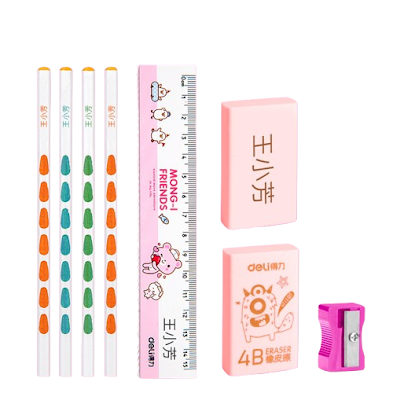 8pcs Stationeries Set - Pink/colourful pencils $4.88