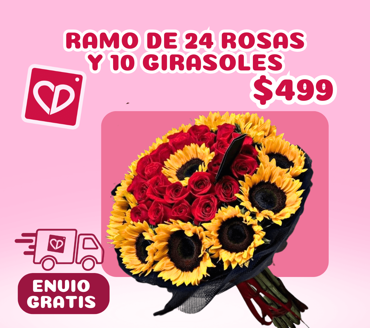 RAMOS DE GIRASOLES Y ROSAS