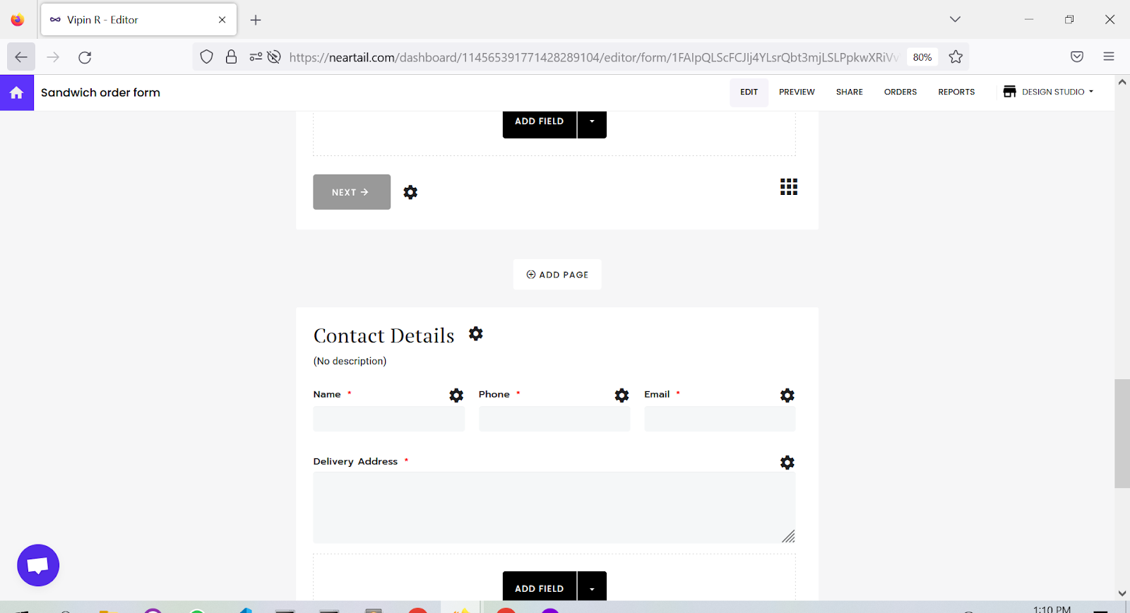 Step 2: In the Edit page, click on the grid icon to the right of the Next button
