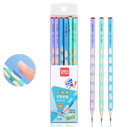 Triangular grooves 3-colours 2B pencils (S959-2B, box of 12) $3.88